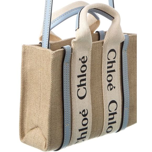 Chloé Woody Mini Canvas & Leather Tote - Picture 3 of 4